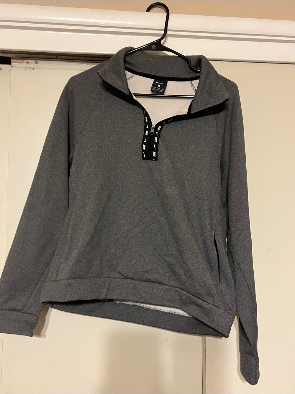 Nike Gray Hooded Full-Zip Jacket with Branded Black Tape